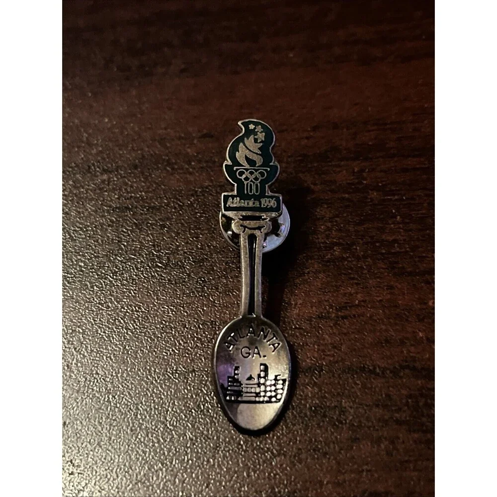 Vintage 1996 Atlanta Olympics Georgia‎ Silver-Toned Spoon Lapel Hat Pin